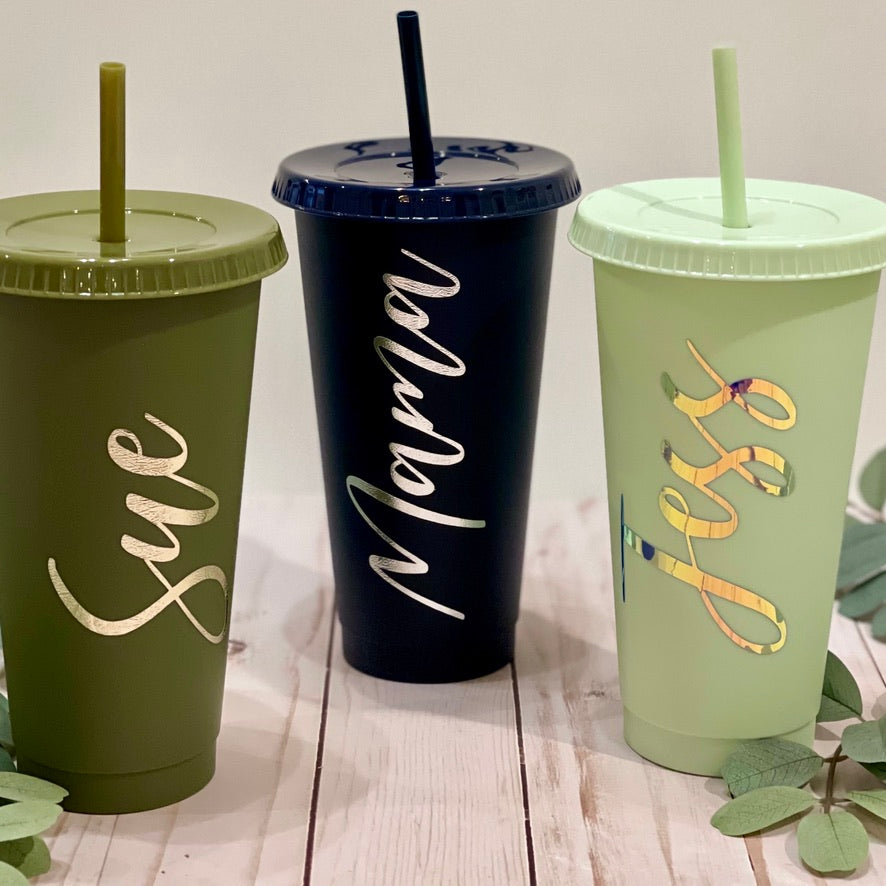 Customized Reusable Tumbler with Lid and Straw
